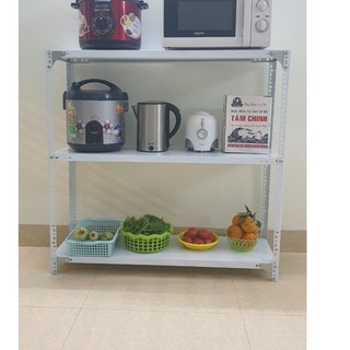 Kệ sắt lắp ghép đa năng kích thước : Dài 100cm, Rộng 30cm, Cao 80cm, 100cm gồm 3 tầng