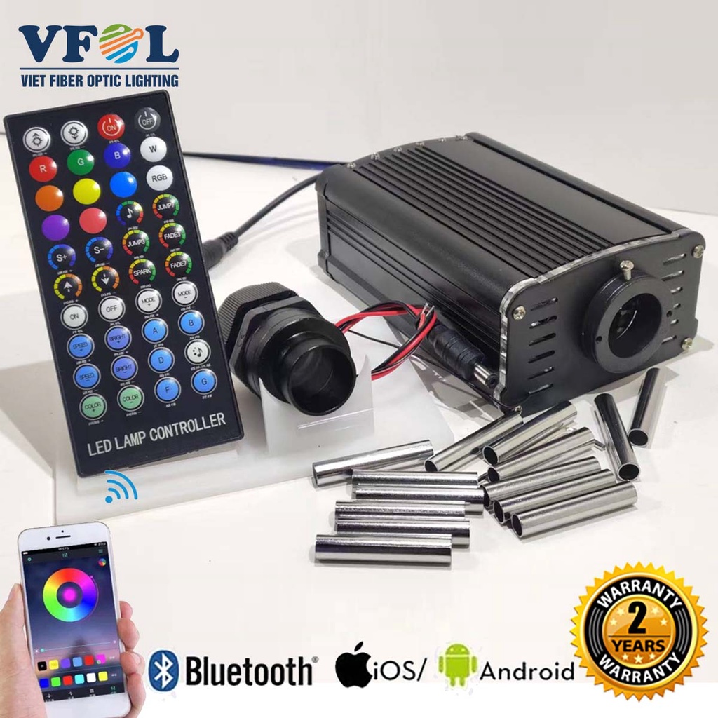 Nguồn phát sợi quang bluetooth LED 2 trong 1 kết hợp LED 18W RGBW và 12 cổng làm sao băng - Trần sao ô tô, trần nhà
