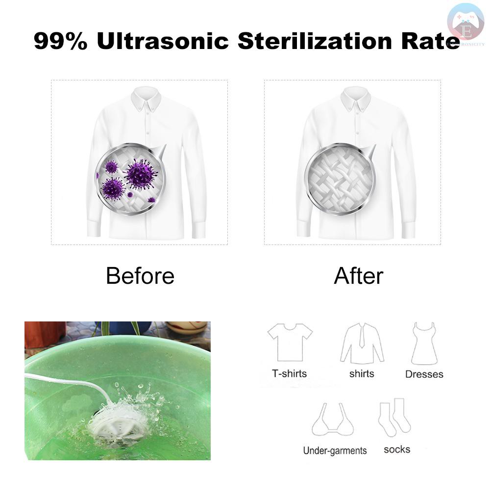 Máy Giặt Mini 2 Trong 1 Sử Dụng Sóng Siêu Âm Kèm Dây Cáp Usb Tiện Dụng