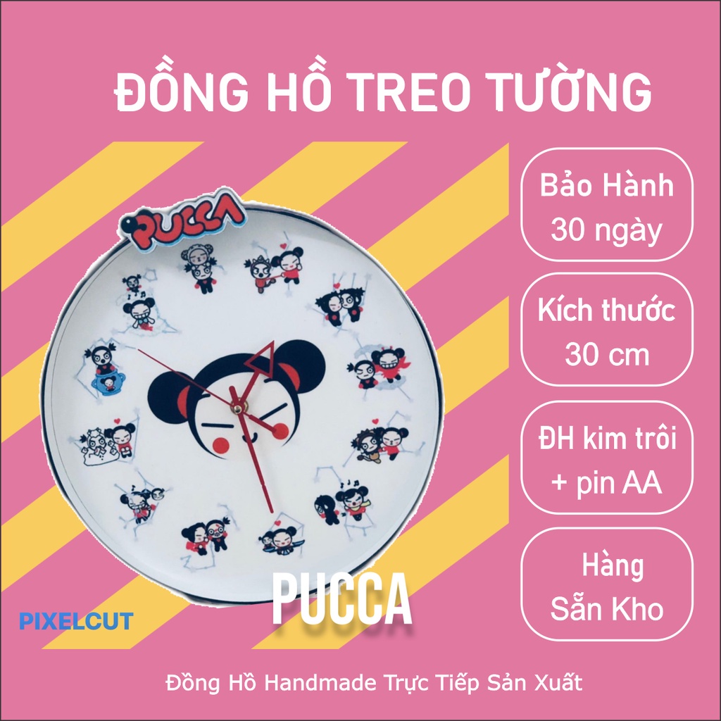 Đồng hồ treo tường trang trí cho bé - Pucca 30cm