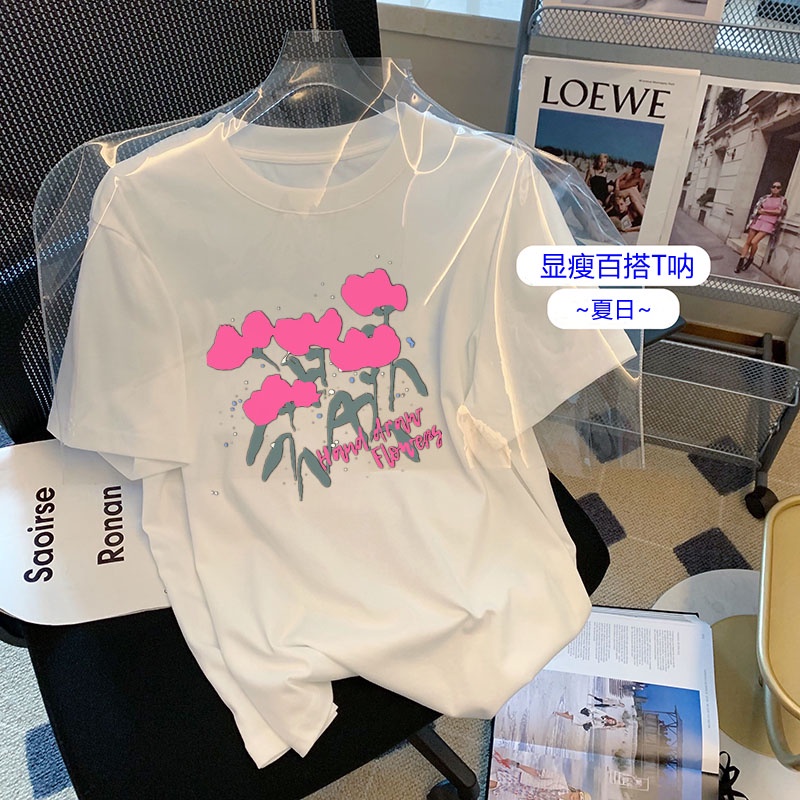 Korean version of loose fashion print trend short-sleeved T-shirt woman