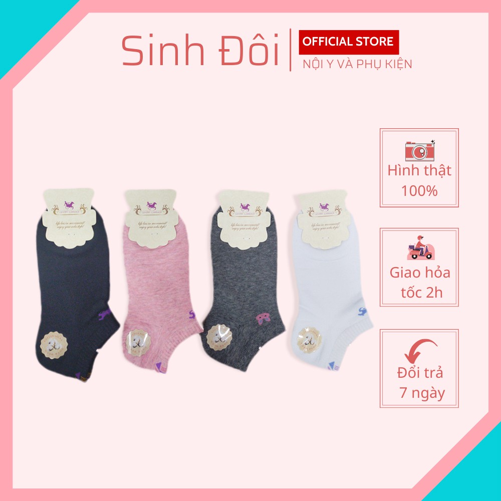 Vớ/tất nữ cổ ngắn trơn cao cấp Gentry Carriage chất cotton siêu co giãn thấm hút mồ hôi chống hôi chân thoáng khí