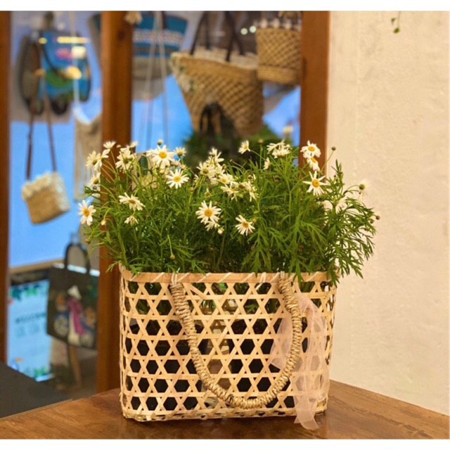 Giỏ xách tre 2 size đựng quà biếu