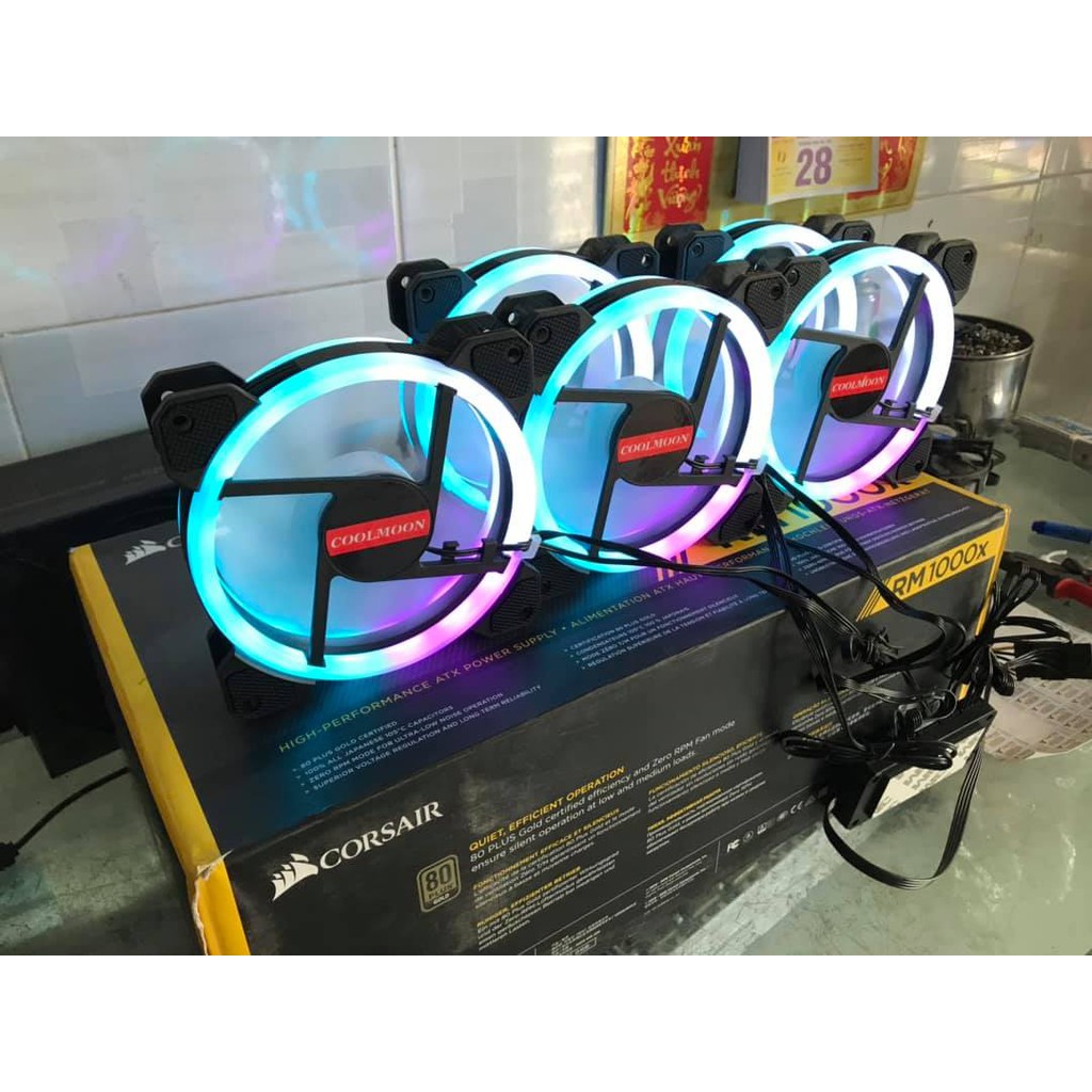 Bộ Fan Led RGB Coolmon Chính Hãng (5 Fan + 1 Hub + 1 Remote)