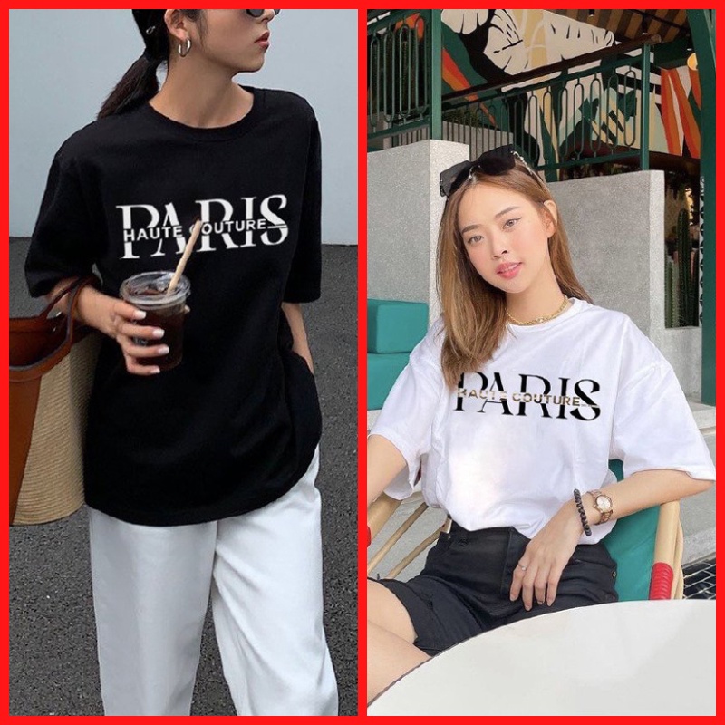 Áo Thun Nữ Màu Đen Trắng Hồng Vàng In Chữ PARIS HAUTE COUTURE Áo Phông Nữ Đẹp Thun Cotton Chất Lượng Chuẩn Form