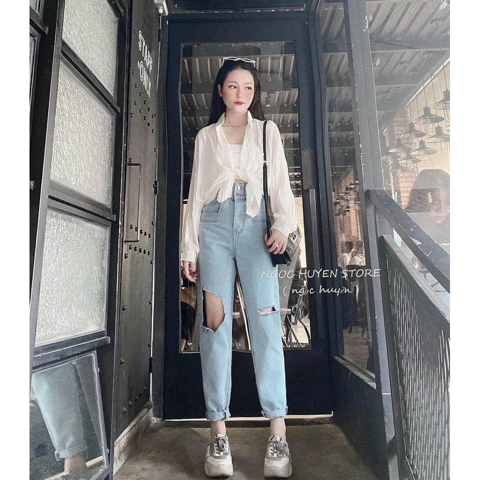 [Mã WASTMAY giảm 15% tối đa 30K đơn 150K] 9329-QUÂN BÒ BAGGY RÁCH GẤU SIÊU HOT | BigBuy360 - bigbuy360.vn