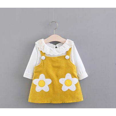 ☀ sunny ღ Set đầm hoa kèm yếm nhung xinh xắn cho bé gái