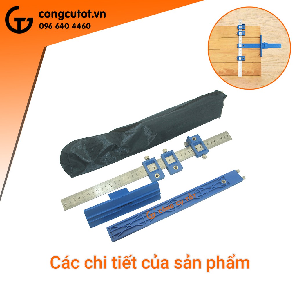 Thước định vị lỗ khoan 2 chiều - cữ khoan tay nắm