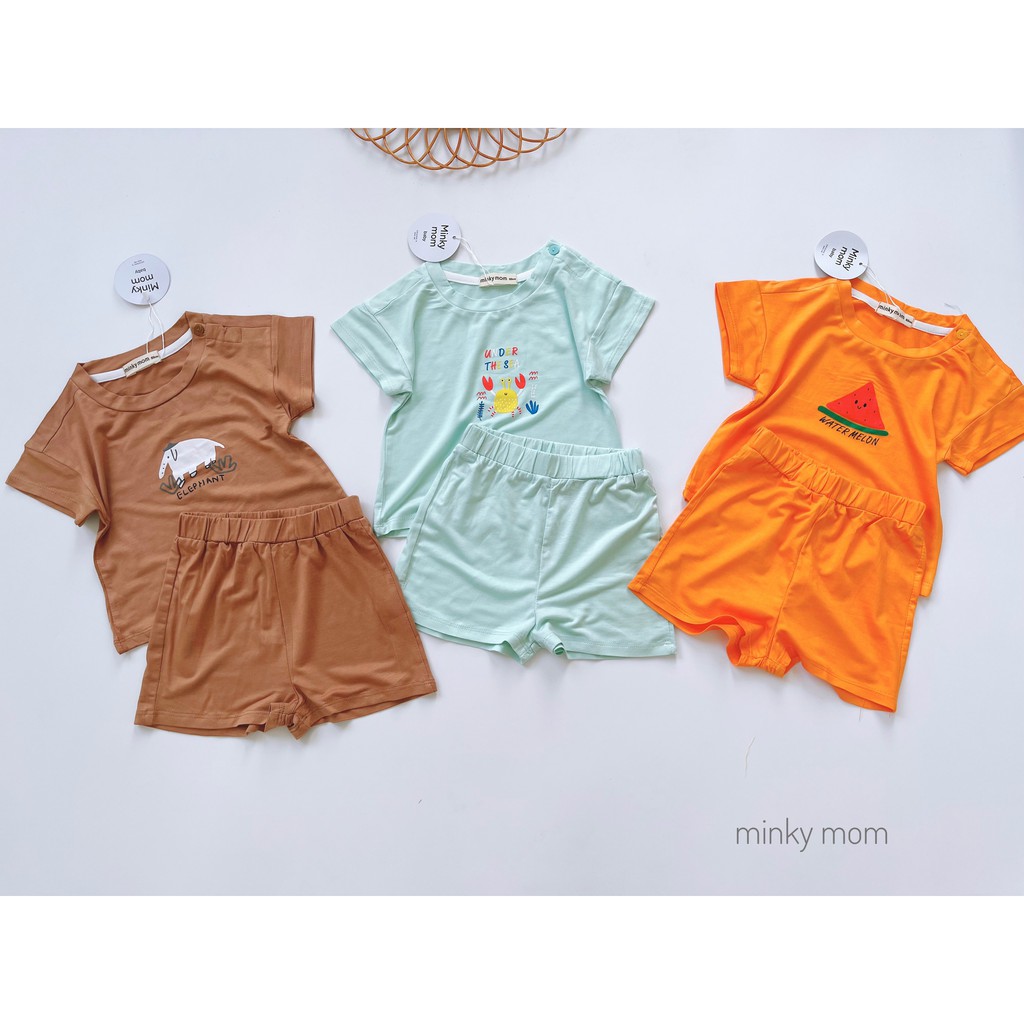 (8-22kg)Bộ thun lạnh Minky mom viền cổ in hình siêu cute 2021