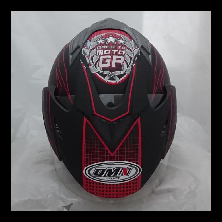 | Dmn Helmet 2 Double Visor Moto Gp Black Doff Red Glass