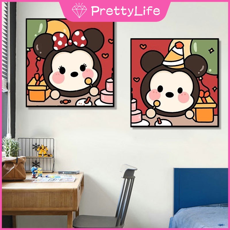 Bộ Tranh Đính Đá 5D Họa Tiết Hoạt Hình Disney Độc Đáo Kích Thước 30x30cm Dùng Trang Trí Nhà Cửa