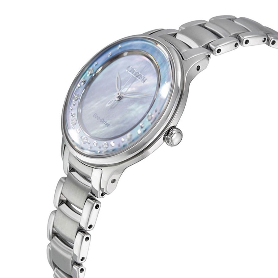 Đồng Hồ Nữ Citizen Đính Kim Cương Dây Thép Không Gỉ EM0380-65D - Mặt Xà Cừ