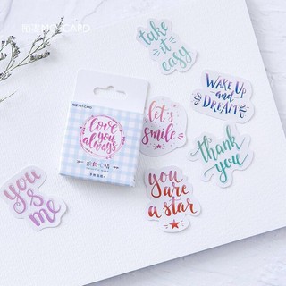 Bộ nhãn dán/ sticker họa tiết chữ viết màu nước trang trí sách ảnh tiện dụng đáng yêu