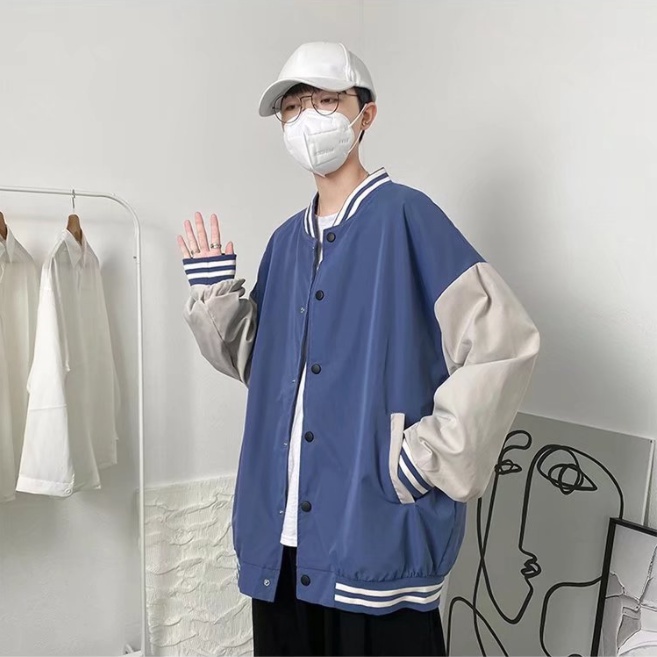 Áo khoác áo bóng chày dáng rộng phong cách Hàn Quốc áo khoác 2 lớp trẻ trung thời trang varsity jacket