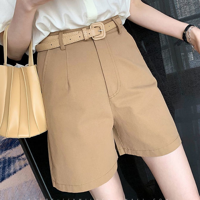 Quần short IELGY lưng cao dáng chữ A ống rộng phong cách Anh Quốc thời trang mùa hè cho nữ