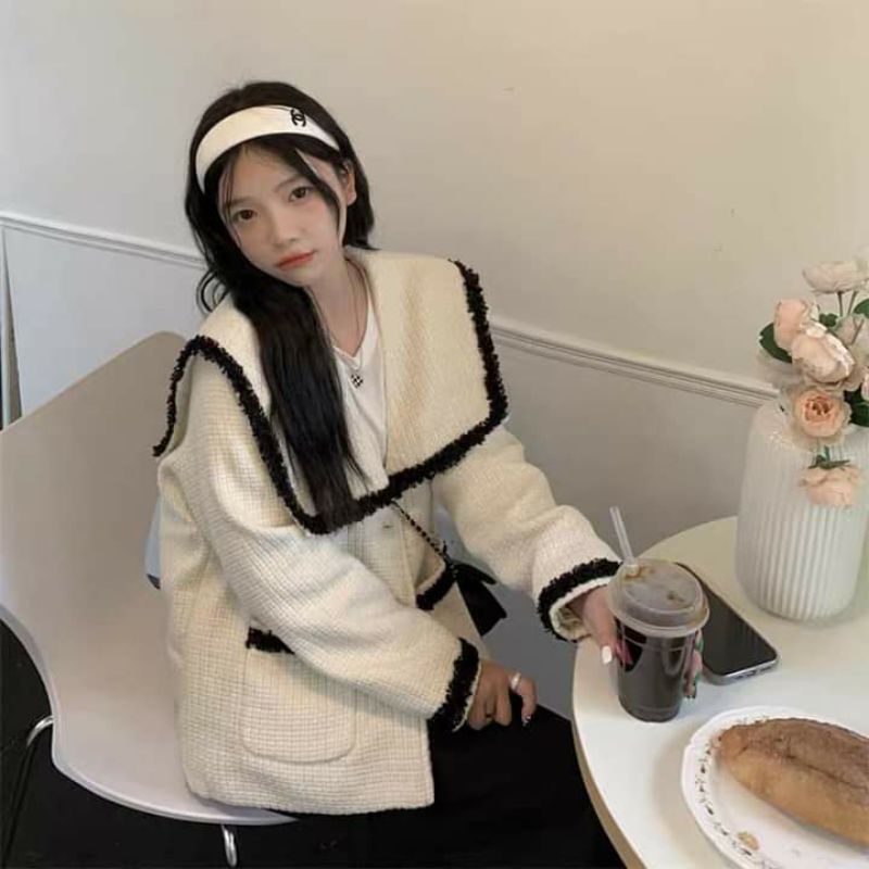 Áo khoác dạ cao cấp phối túi phong cách Retro 🍁