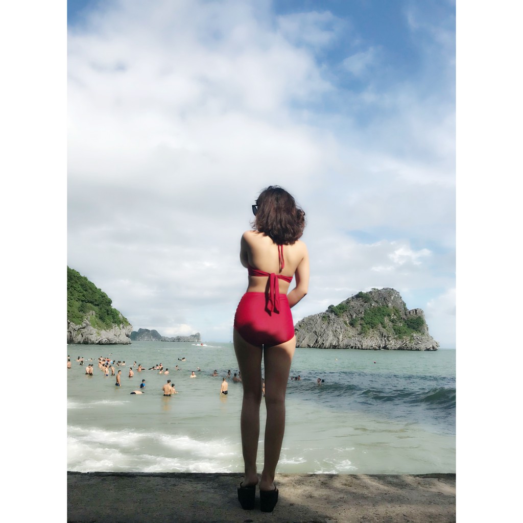 Bikini 2 mảnh áo xoắn ngực đỏ ( Kèm ảnh feedback) | BigBuy360 - bigbuy360.vn