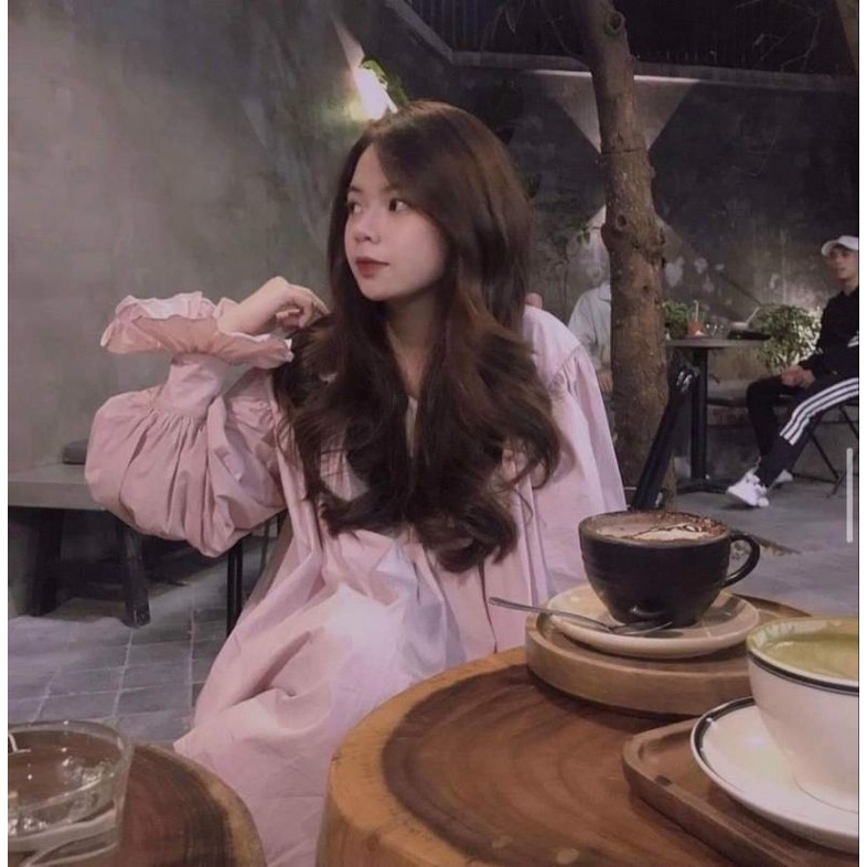 Đầm bbd voan tay bo chun cổ bèo