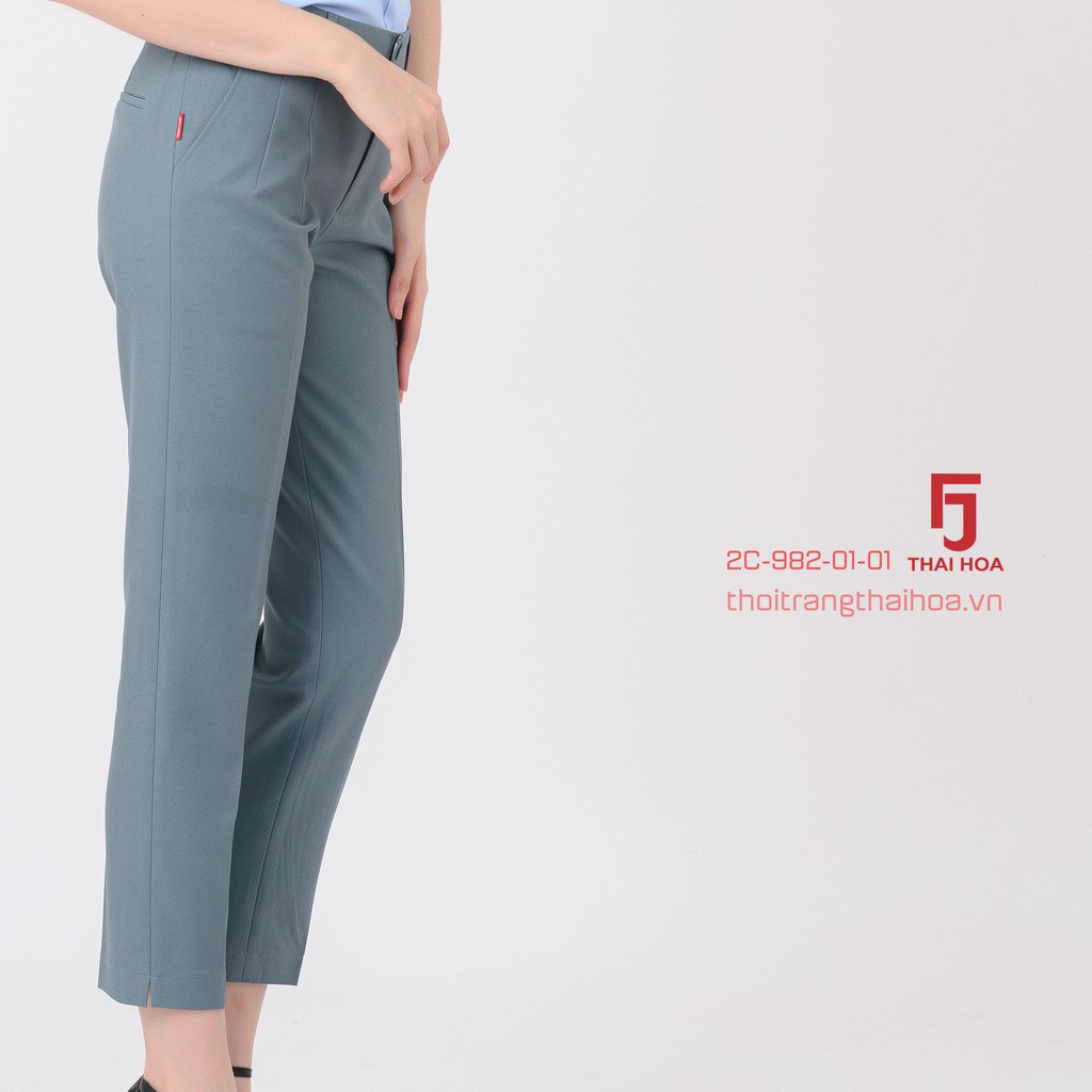 Quần tây nữ công sở bigisize màu xanh ngọc 9 tấc trơn Thái Hoà 2c982-01-01