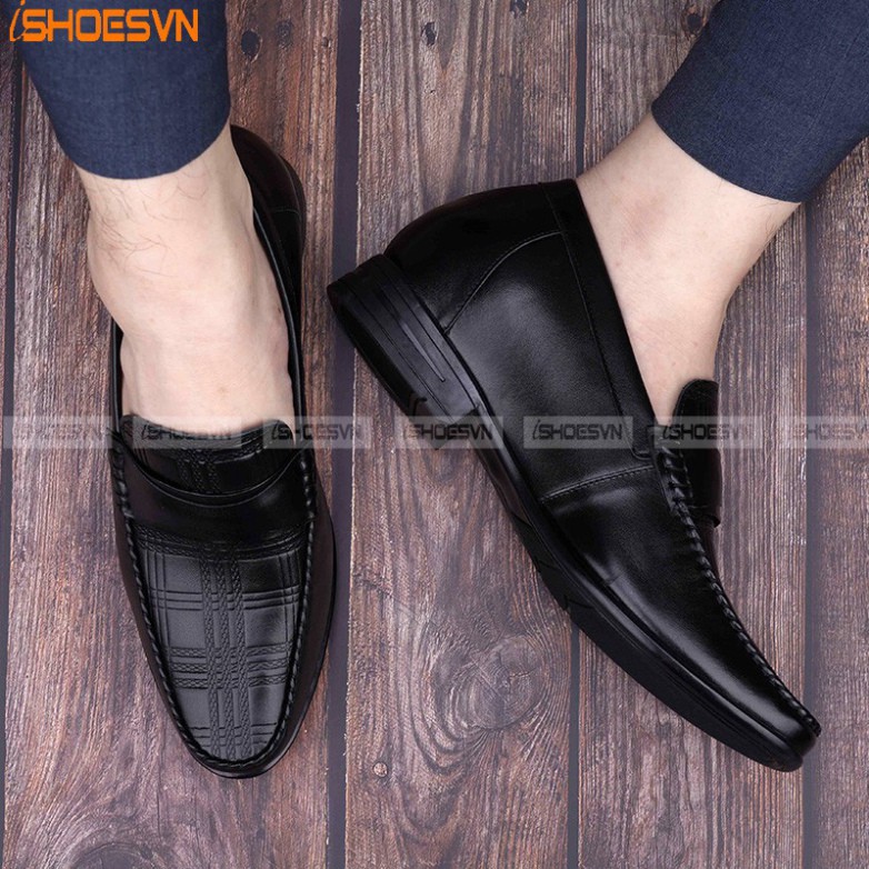 Giày da nam tăng chiều cao ISHOESVN IS218 - Giày lười công sở giày ishoes