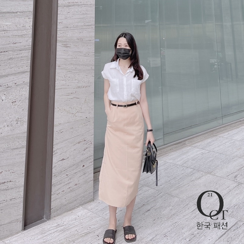 Chân váy xuông chất liệu thô mềm - dáng basic phong cách ulzzang Hàn Quốc
