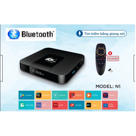 SCTV Android Box Cao cấp - Tặng Remote Voice Search ( Điều khiển giọng nói 1 chạm, Kết nối Bluetooth không dây, Hình ảnh