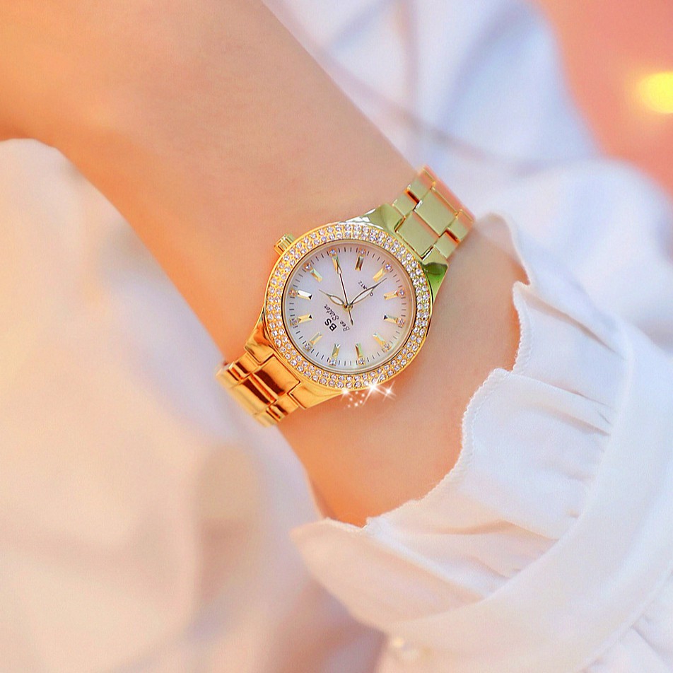 Đồng hồ nữ BEE SISTER BS2 mặt tròn đính đá, dây hợp kim bền màu sang trọng | BigBuy360 - bigbuy360.vn