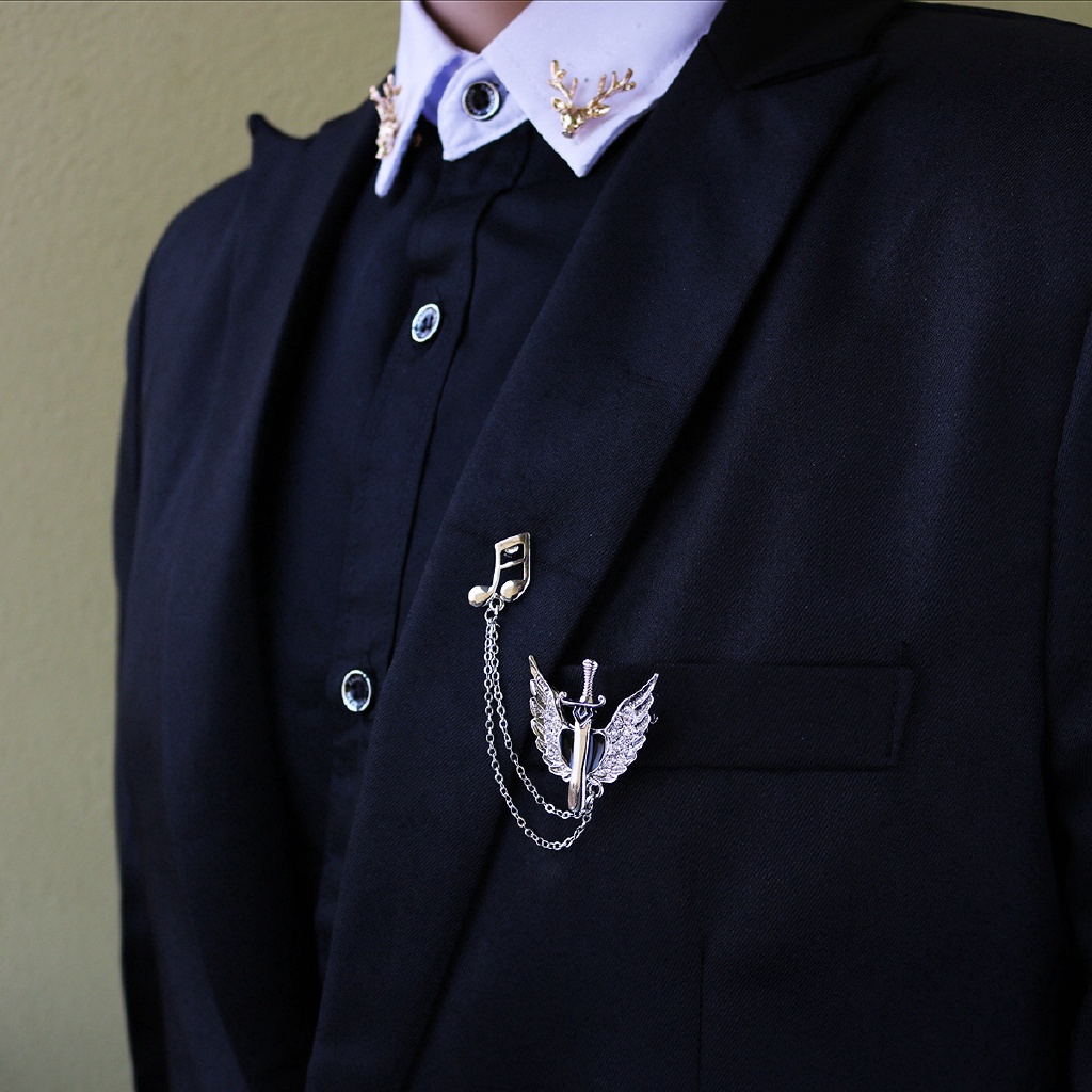 Trâm Cài Áo Hình Nốt Nhạc / Cánh Thiên Thần Đính Pha Lê Phong Cách Vintage Cho Nam Và