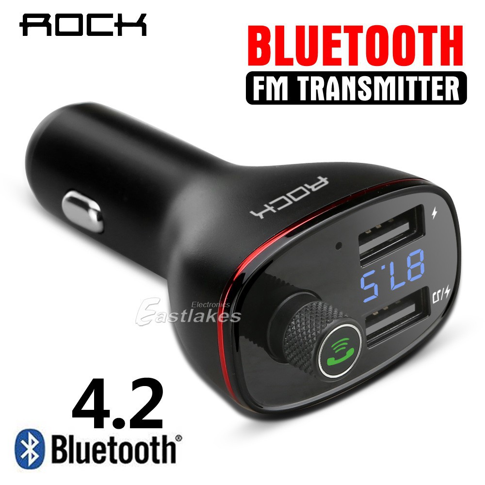 Tẩu sạc điện thoại trên ô tô ROCK B300 tích hợp Bluetooth FM