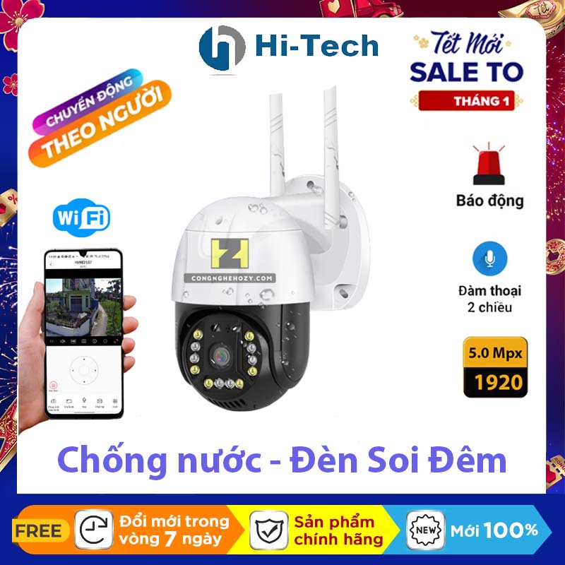 Camera wifi ngoài trời chống nước V380 PRO 5.0 mpx C15 HD xoay 360 quay đêm có màu, 2K 2560 x 1920p