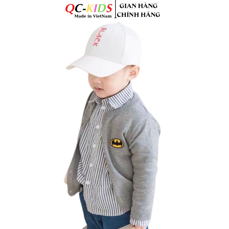 Áo khoác cardigan trẻ em thêu logo siêu anh hùng cho bé trai 8-18kg