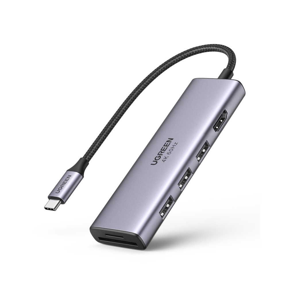 Đầu chuyển đổi hub Ugreen USB 4K 60Hz USB C sang HDMI 2.0 RJ45 USB 3.0 PD tiện dụng