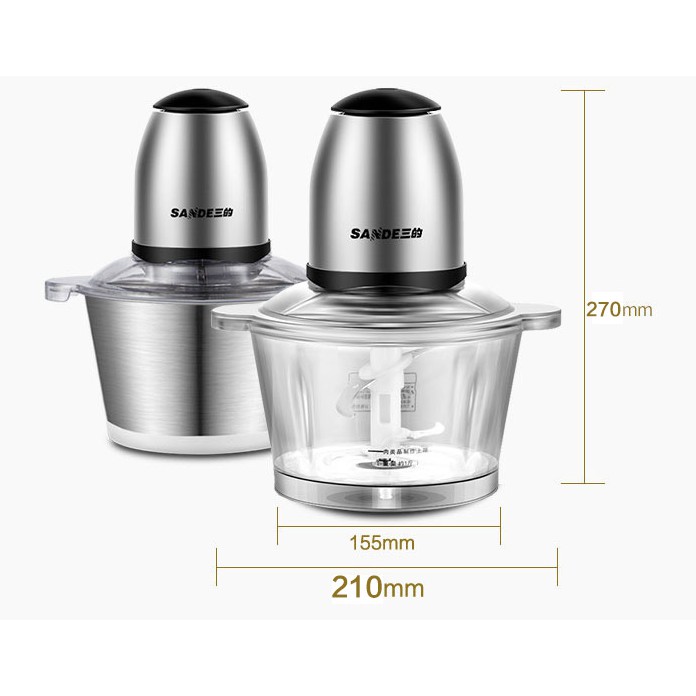 Máy say thịt Sande, xay tôm,xay cua đa năng cối thủy tinh