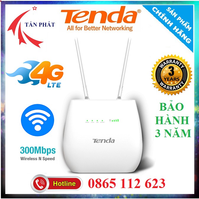 BỘ PHÁT WIFI SIÊU KHỎE 4G / 3G LTE - TENDA 4G03  - MIXIE - 3 CỔNG LAN, 4 ANTEN, Xe Khách, Lắp Camera