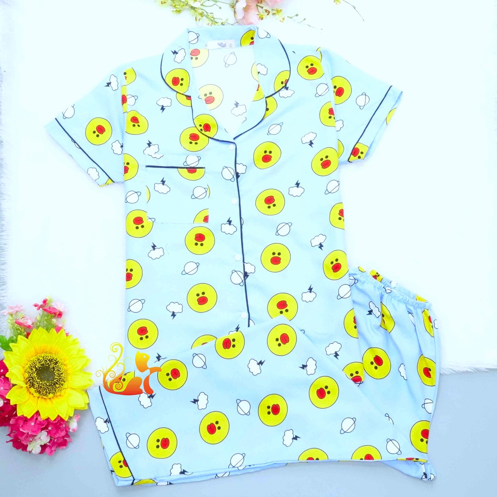Bộ Đồ Mặc Nhà "Vịt - Vũ trụ" Pijama Kate Thái Quần Dài - Dưới 75kg