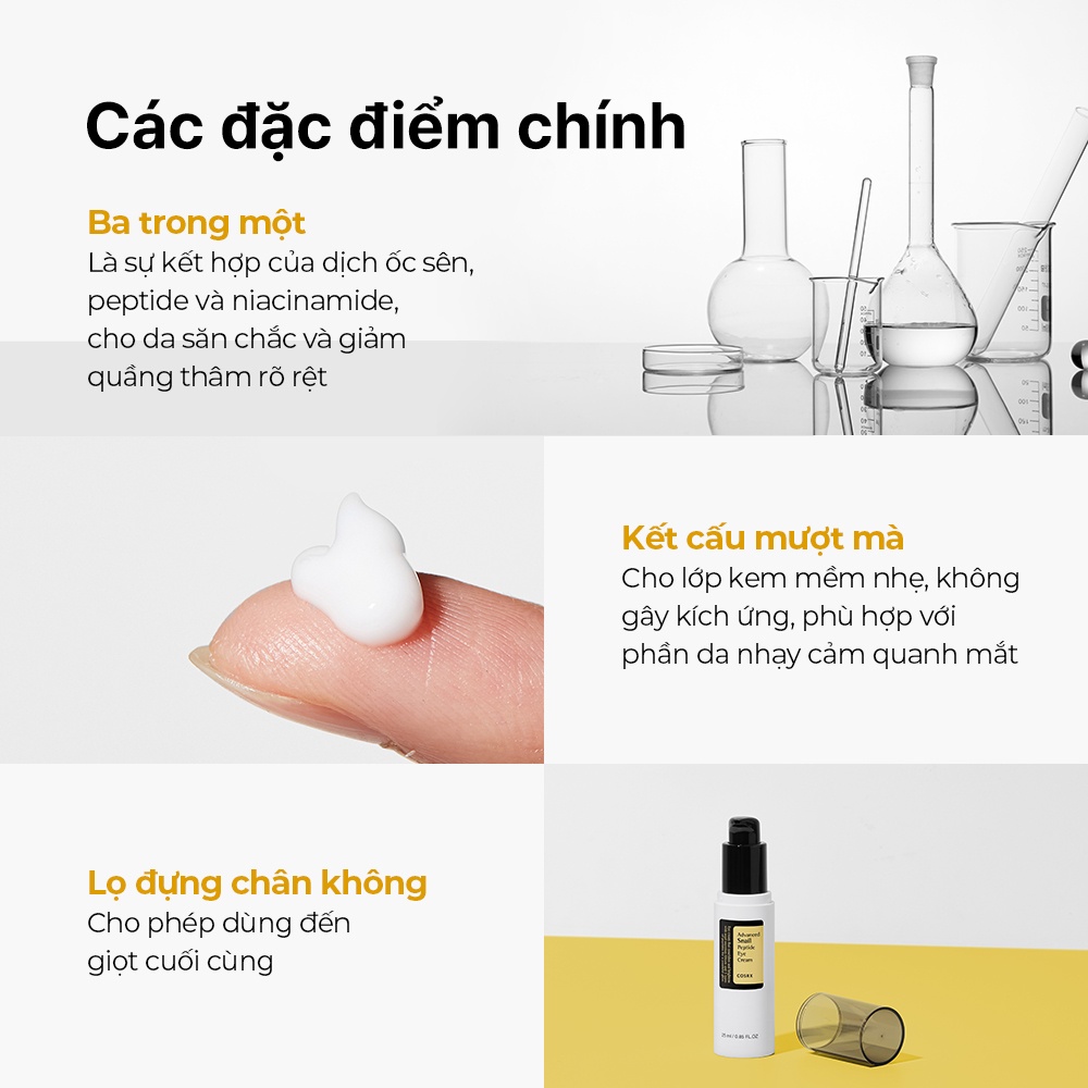 Kem dưỡng da mắt COSRX Advanced Snail Peptide Eyecream 25ml chiết xuất ốc sên cao cấp