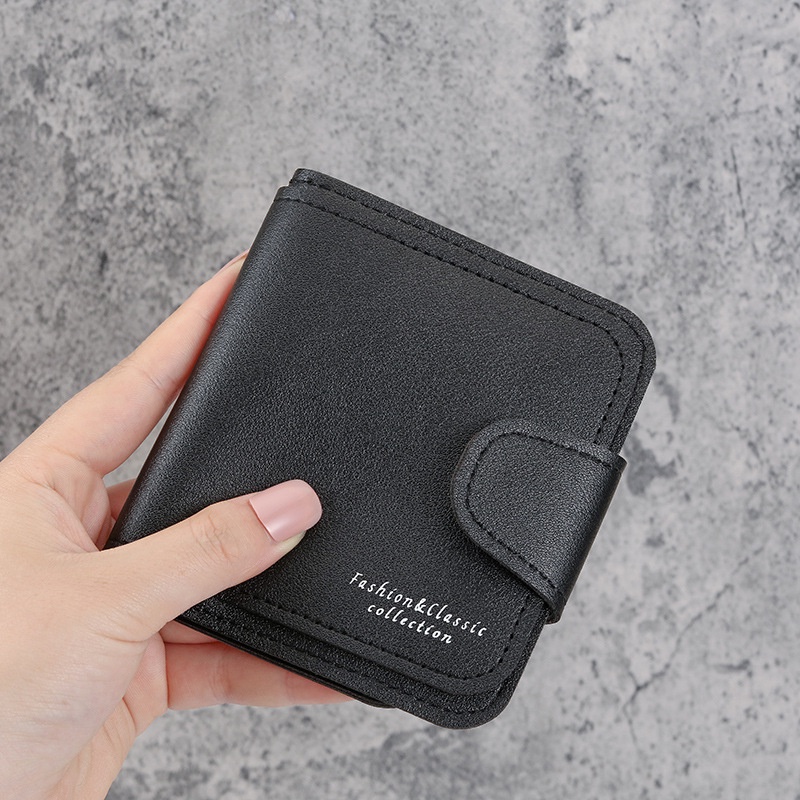 Ví Da Pu Dáng Ngắn Dạng Gập Có Khóa Kéo Đơn Giản Thời Trang 2022 Cho Nữ