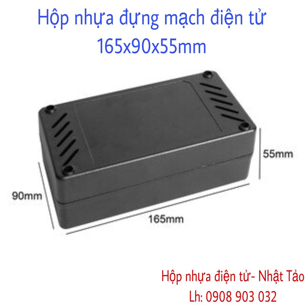 Hộp nhựa đựng mạch điện tử 165x90x55mm tặng kèm ốc vít.