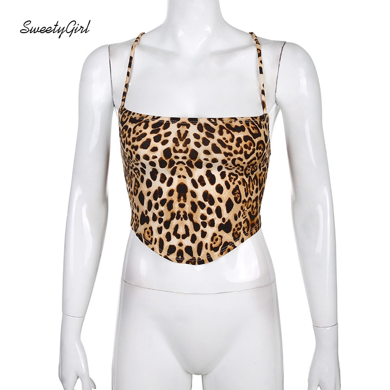 Áo Hai Dây Họa Tiết Da Báo Hở Lưng Quyến Rũ Hợp Thời Trang Cho Nữ