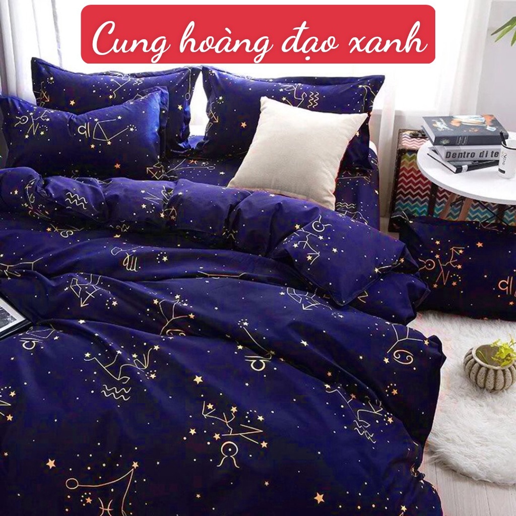 Xả ga trải giường bọc đệm 1m 1m2 1m4 1m5 1m6 1m8 2m2 mẫu cung hoàng đạo xanh than
