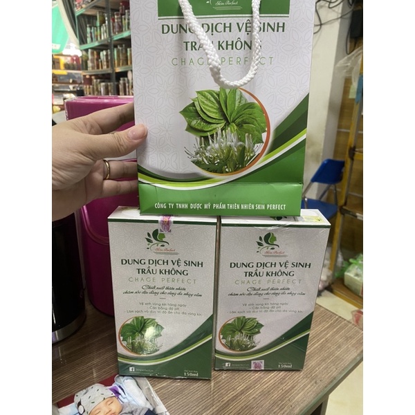 DUNG DỊCH VỆ SINH PHỤ NỮ TRẦU KHÔNG ( 2 hộp tặng 1 túi giấy )