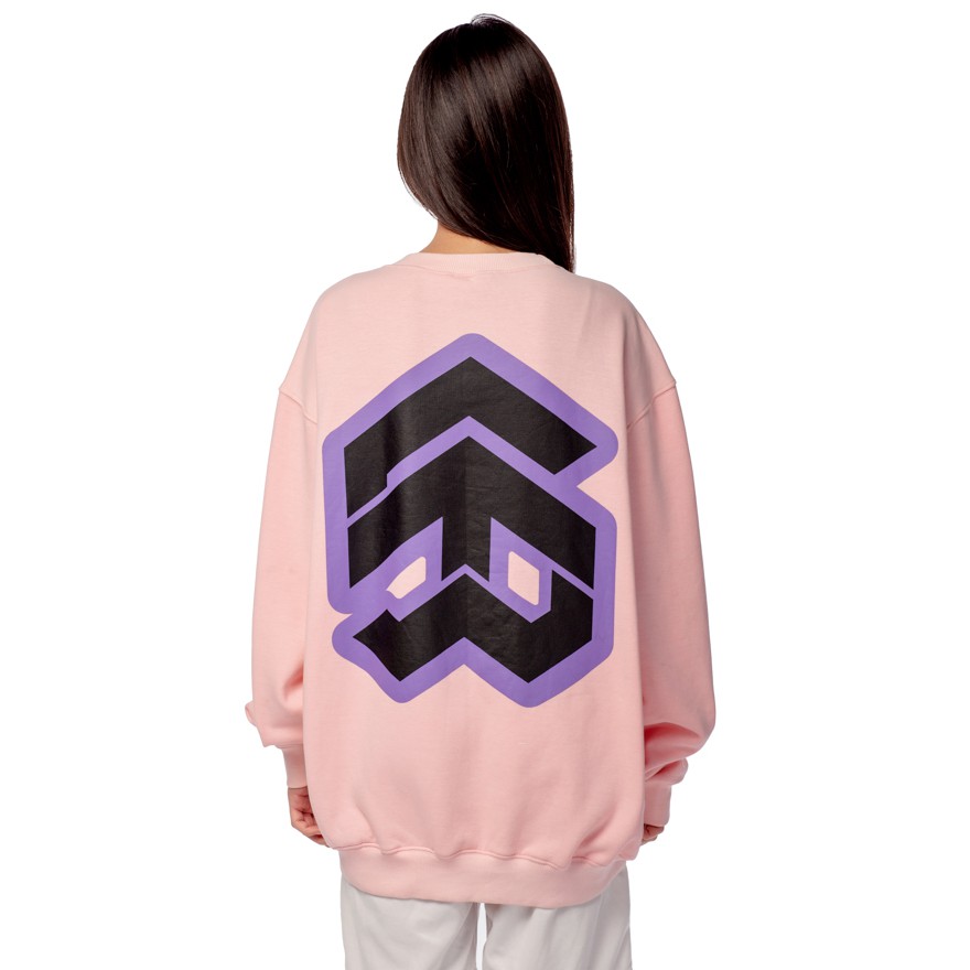 [Mã FAMALLT5 giảm 15% đơn 150K] 5THEWAY® /stroke/ BIG LOGO SQUARE SWEATER™ in CRYSTAL ROSE aka Áo Sweater Hồng