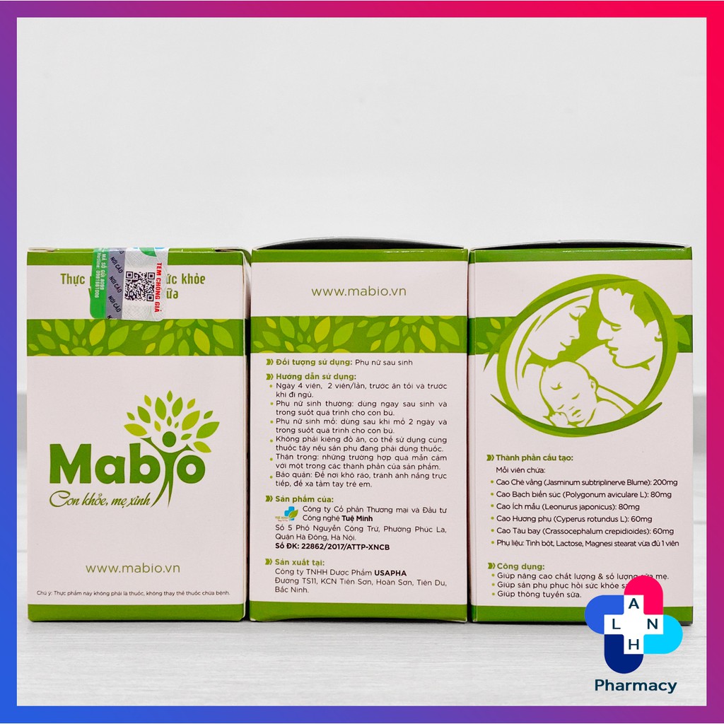 MABIO (60 viên) - Hỗ trợ lợi sữa giúp nâng cao số lượng và chất lượng sữa mẹ.