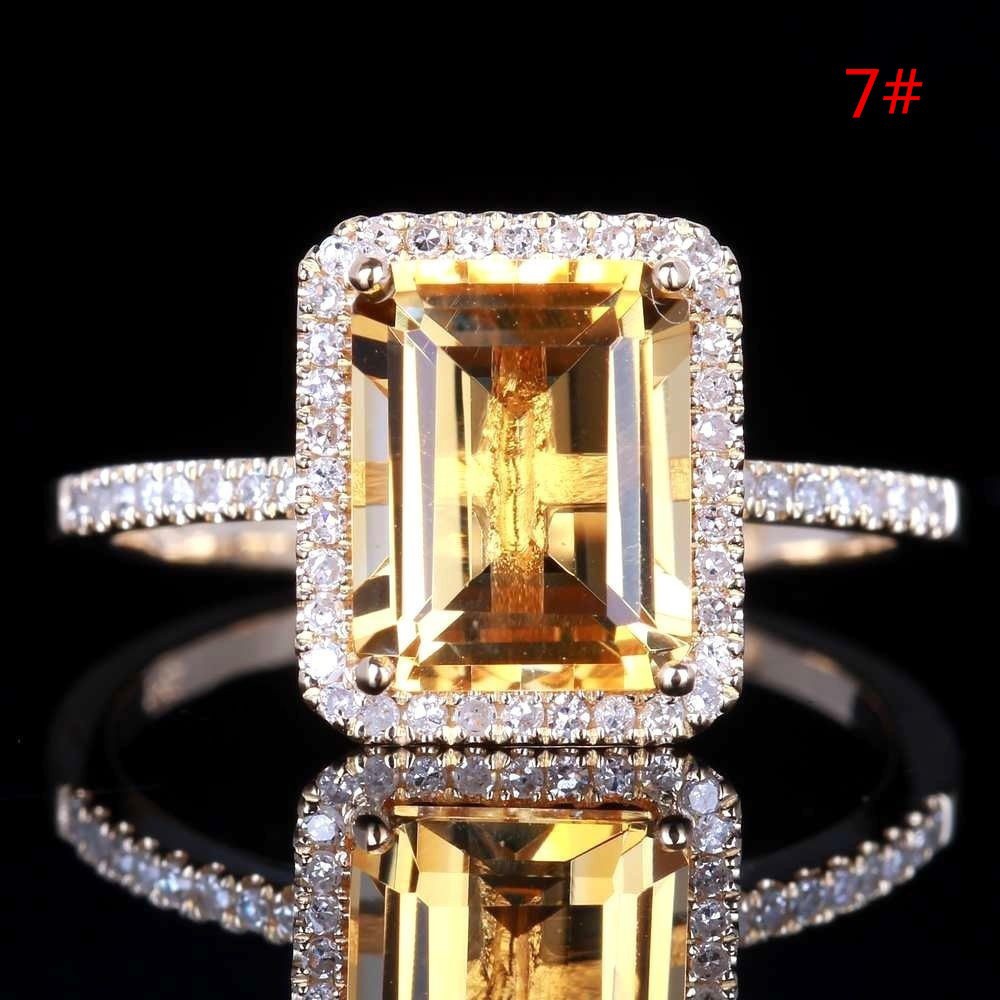 Thời Trang Fashion Women Jewelry Citrine Wedding Jewelry Ring Gift Size 6-10