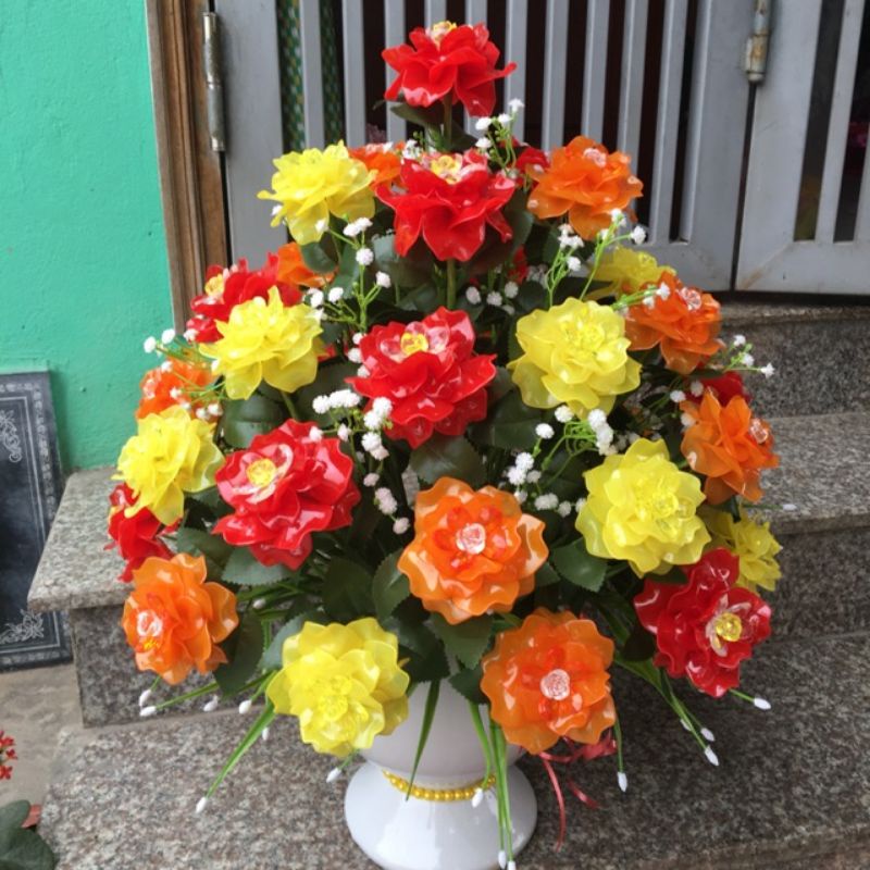 combo nguyên liệu làm 39 bông hồng pha lê k kèm chậu