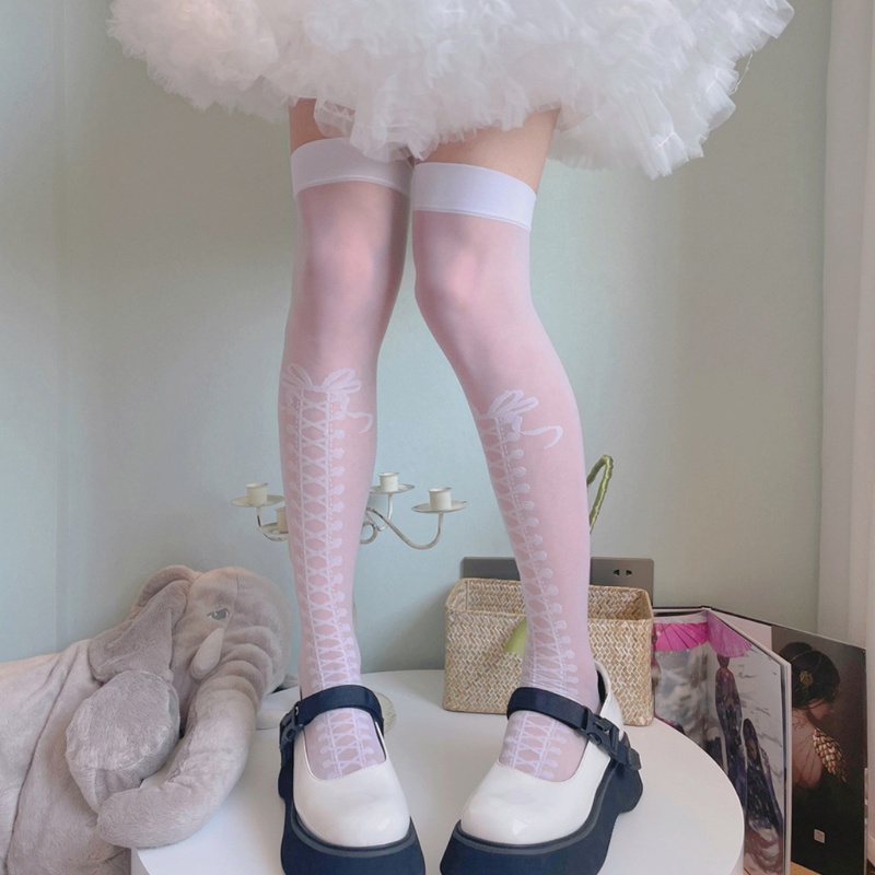 Xiangbao Vớ Dài Qua Gối Đính Nơ Giả Hoạt Hình Nhật Bản Lolita Cho Nữ So
