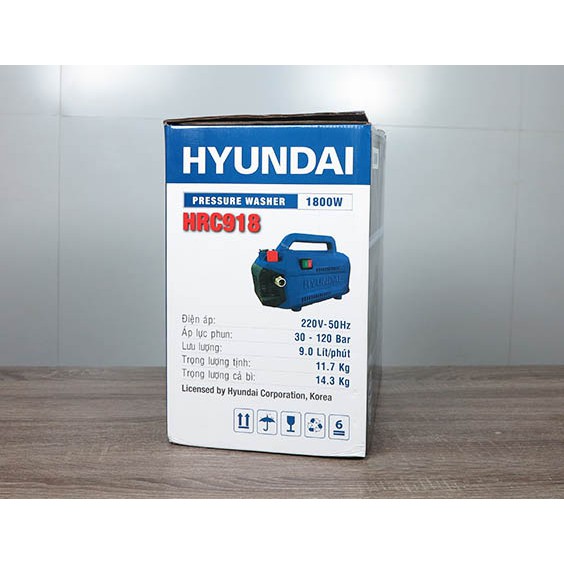 Máy rửa xe oto, xe máy gia đình mini áp lực cao Hyundai HRC918 chất lượng cao, phun cực mạnh, chỉnh áp