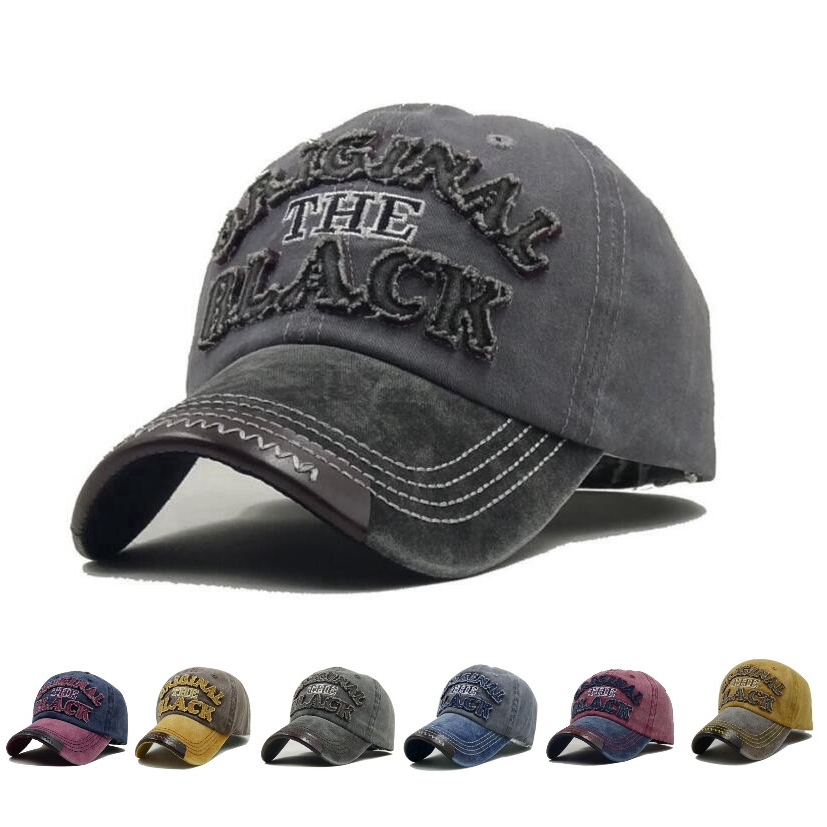 Mũ lưỡi trai vải cotton chéo màu đen phong cách vintage nguyên bản dễ điều chỉnh cho nam nữ