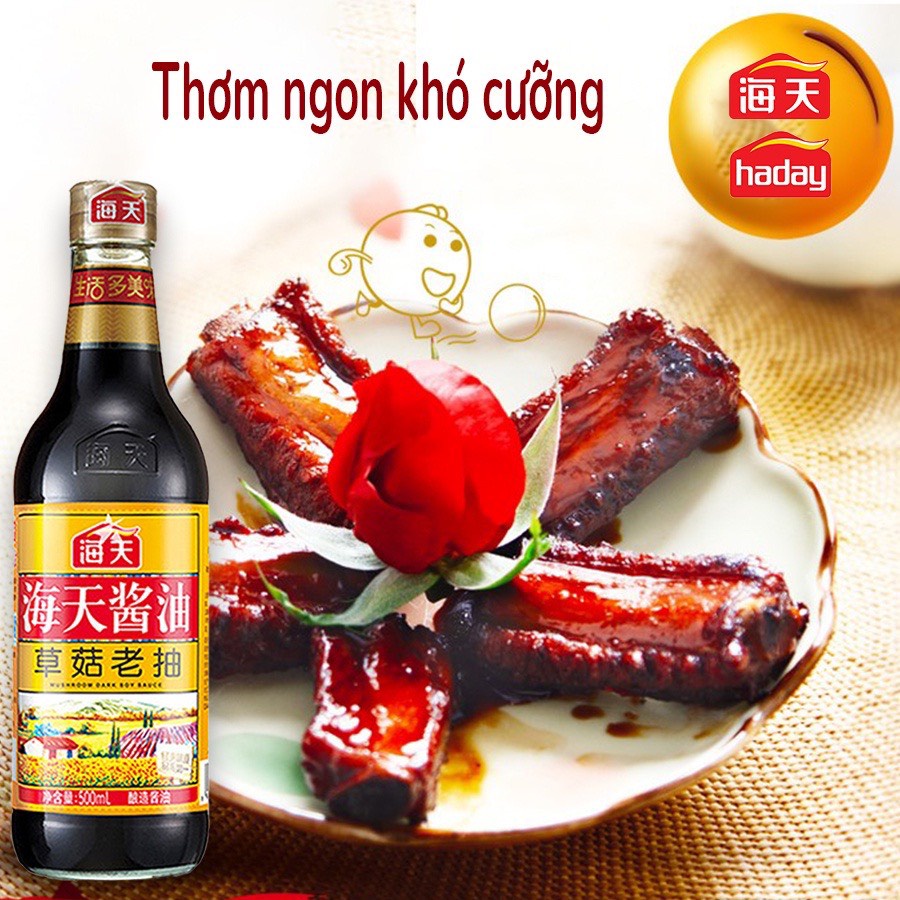 Hắc xì dầu hương nấm Hải Thiên thơm ngon đậm vị chai 500ml