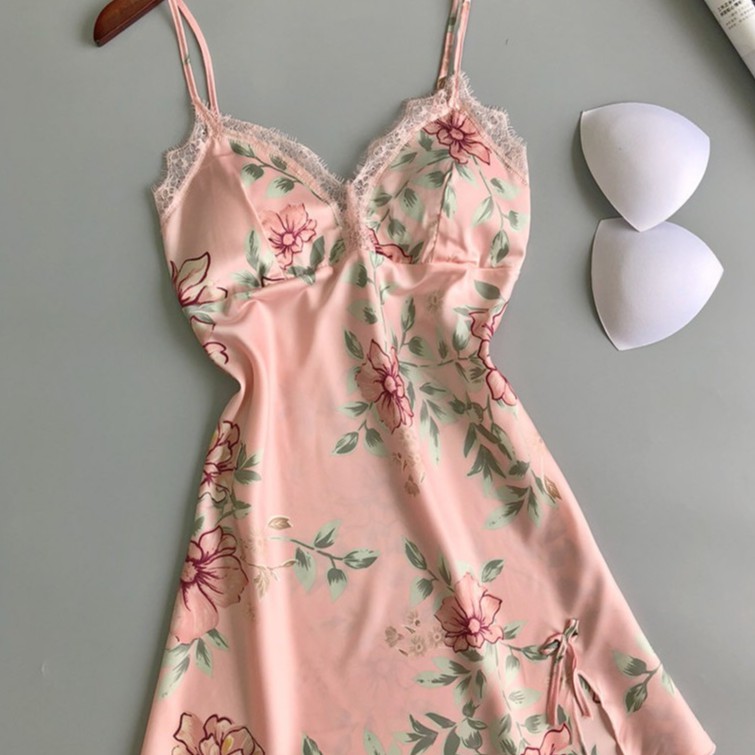 Váy ngủ sexy hai dây lụa🔥FREESHIP 50K🔥vải ren hoa cao cấp đồ ngủ bigsize tới 65kg giá rẻ TẶNG đệm ngực | BigBuy360 - bigbuy360.vn